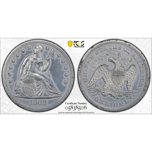 1868 $1 J 652 Pattern PCGS PR 60 Proof Seated Liberty Dollar Style Pop 1 !