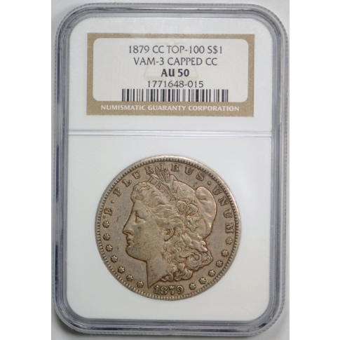 1879 CC $1 Morgan Dollar NGC AU 50 About Uncirculated Capped CC VAM 3 Top 100 !