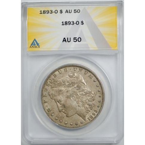 1893 O $1 Morgan Dollar ANACS AU 50 About Uncirculated Original Better Date !