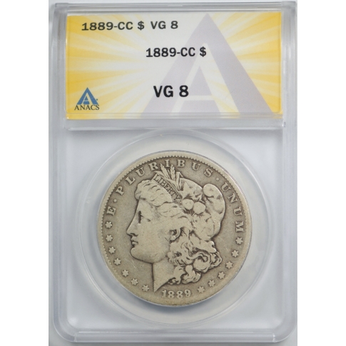 1889 CC $1 Morgan Dollar ANACS VG 8 Very Good Carson City Mint Key Date Original 