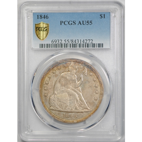 1846 $1 Seated Liberty Dollar PCGS AU 55 About Uncirculated Exceptional Coin ! 