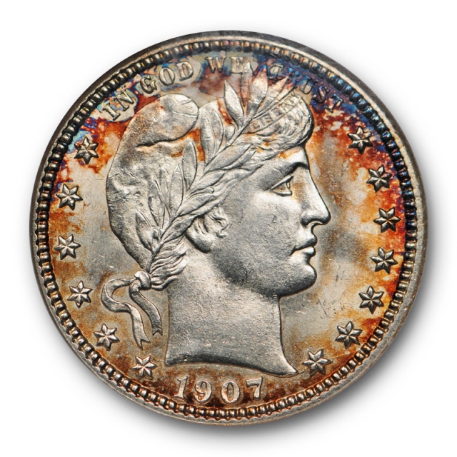 1907 D 25c Barber Quarter NGC MS 63 Uncirculated Toned Beauty CAC Approved Better  