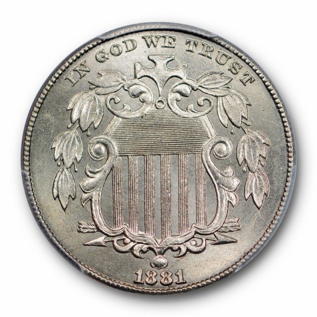 1881 5C Shield Nickel PCGS MS 66 Uncirculated Lustrous Beauty Key Date 