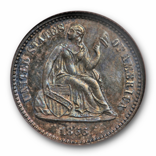 1866 H10C Seated Liberty Half Dime NGC PF 63 PR Proof Key Date Old Fatty Holder
