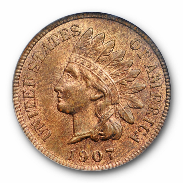 1907 1C Indian Head Cent PCGS MS 64 RB Uncirculated Red Brown Attractive ! 