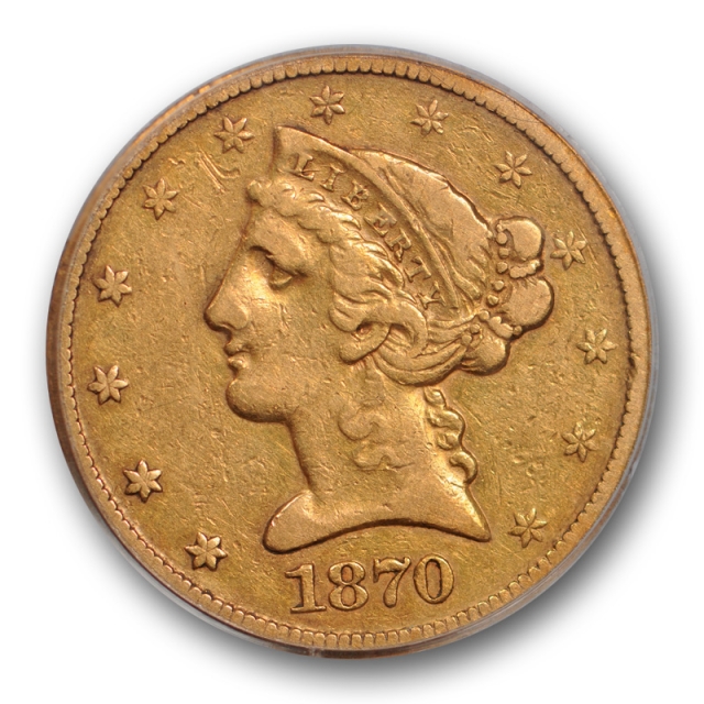 1870 $5 Liberty Head Half Eagle PCGS VF 30 Very Fine to Extra Fine Key Date Rare ! 