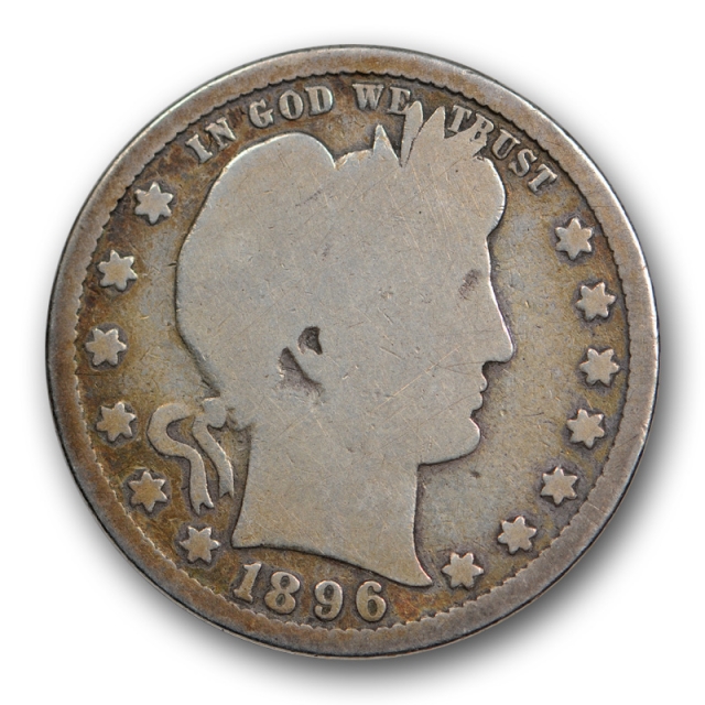 1896 S 25C Barber Quarter Good G Liberty Head Key Date San Francisco Mint