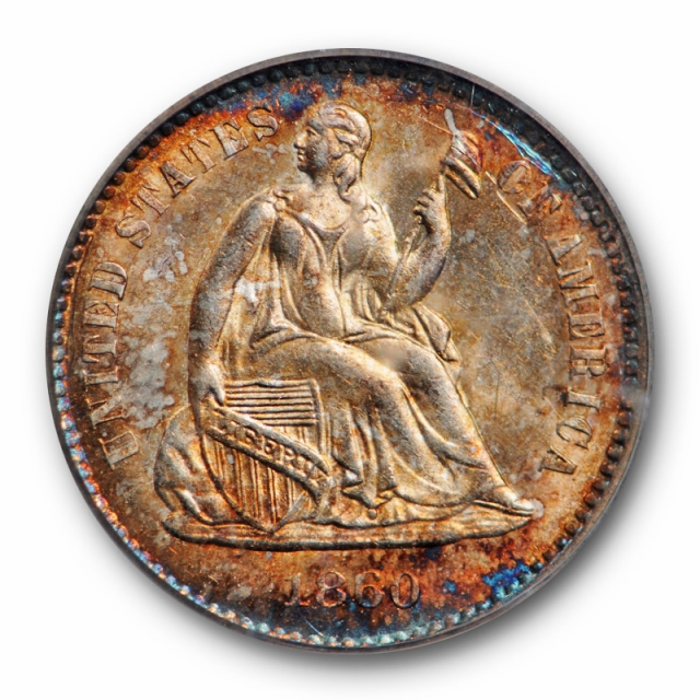 1860 O H10C Seated Liberty Half Dime PCGS MS 64 Uncirculated CAC Toned ! 