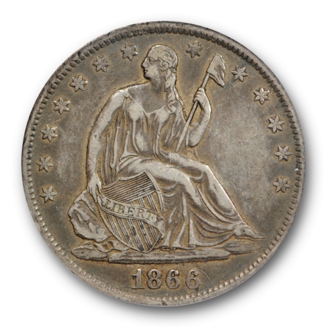 1866 S 50C Motto Seated Liberty Half Dollar PCGS XF 40 Extra Fine Better Date Looks Better !