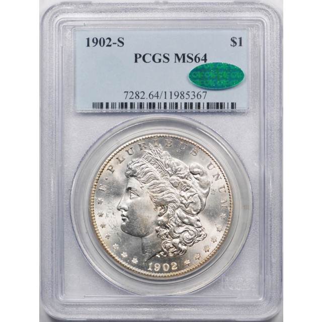 1902 S $1 Morgan Dollar PCGS MS 64 Uncirculated Lustrous CAC Approved  