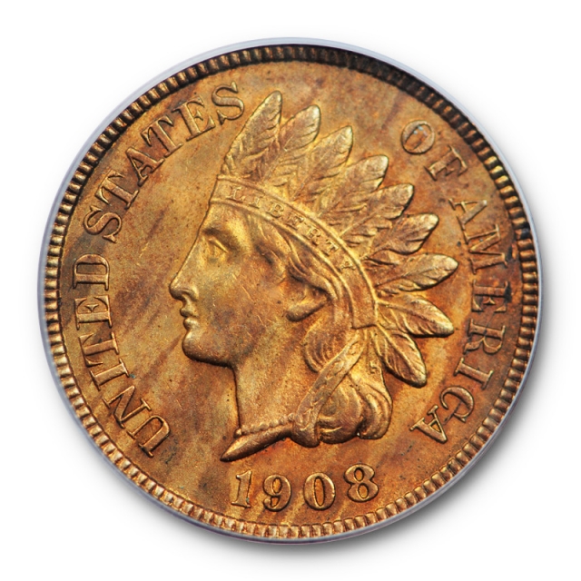 1908 S 1C Indian Head Cent PCGS MS 64 RB Uncirculated Key Date ! 