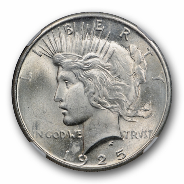 1925 $1 Peace Dollar NGC MS 65 Uncirculated Mint State Lightly Toned Reverse
