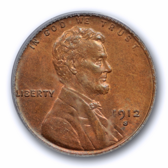 1912 S 1C Lincoln Wheat Cent PCGS MS 64 RB Uncirculated Red Brown Better Date