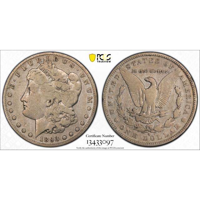 1893 S $1 Morgan Dollar PCGS VG 8 Very Good San Francisco Mint Key Date Tough !