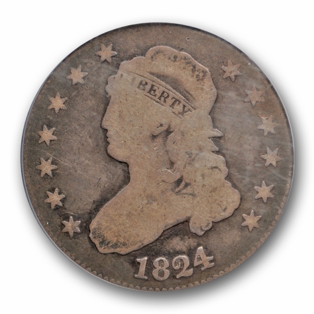 1824/2 25C Capped Bust Quarter PCGS G 4 Good Key Date Original Toned 