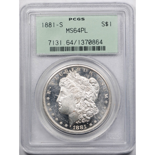 1881 S $1 Morgan Dollar PCGS MS 64 PL Uncirculated OGH Looks DMPL !  