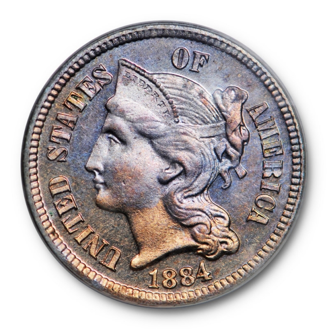 1884 3CN Three Cent Nickel PCGS PR 63 Proof Key Date OGH Old Holder Toned 