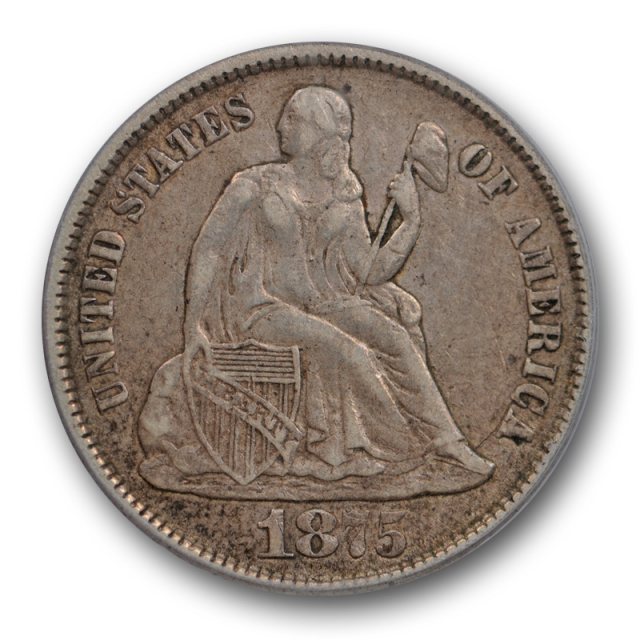 1875 CC 10C Mintmark Above Seated Liberty Dime PCGS XF 40 Extra Fine Carson City Mint
