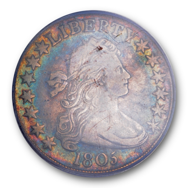 1805 50C Draped Bust Half Dollar PCGS VF 25 Very Fine Blue / Green Toned Beauty 