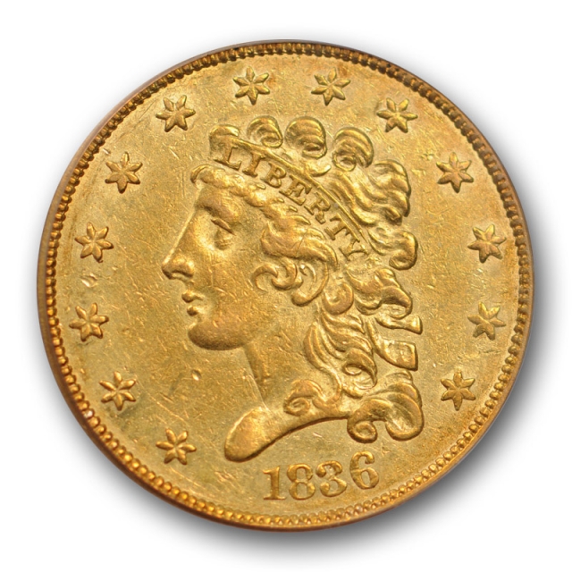 1836 $2.50 Block 8 Classic Head Quarter Eagle Gold PCGS XF 45 Extra Fine to AU