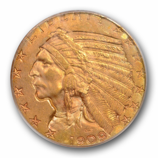 1909 $5 Indian Head Gold Piece Five Dollar PCGS MS 62 Uncirculated OGH