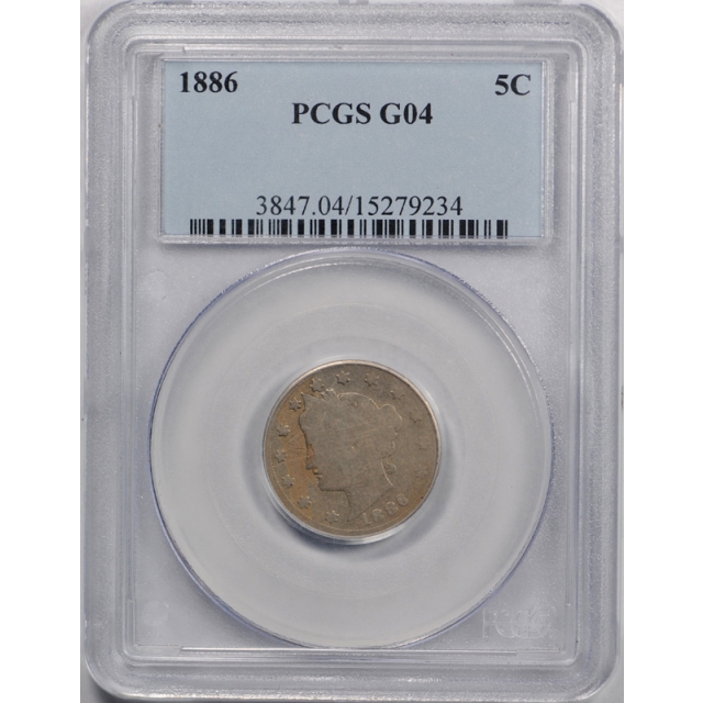 1886 5C Liberty Head Nickel PCGS G 4 Good Key Date US Coin Cert#9234