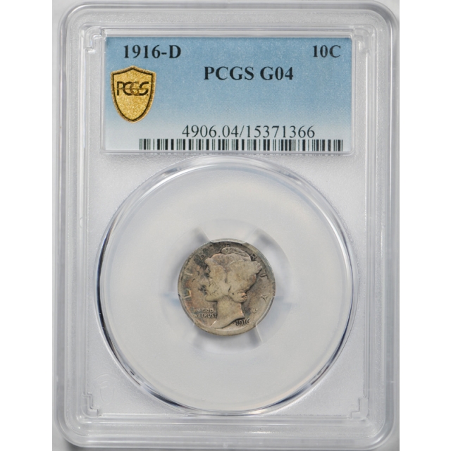 1916 D 10C Mercury Dime PCGS G 4 Good Denver Mint Key Date Toned Coin !