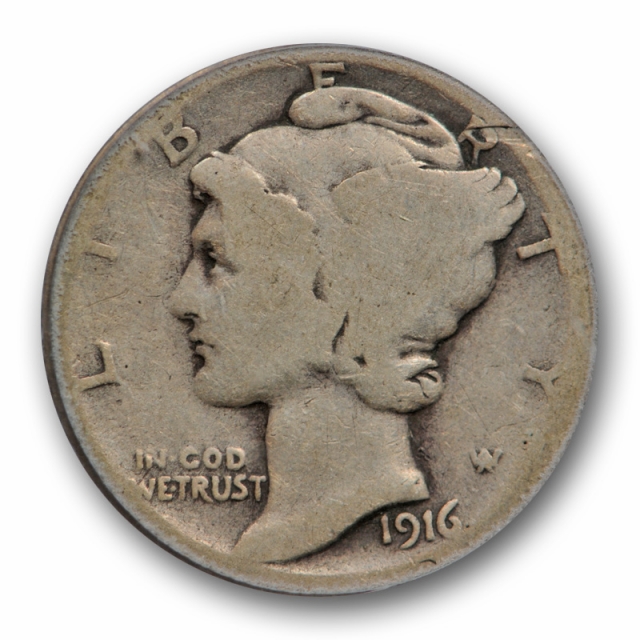 1916 D 10C Mercury Dime PCGS AG 3 About Good Key Date Denver Mint Cert#1007