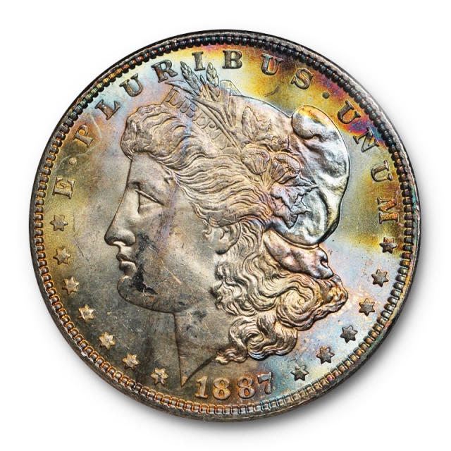 1887 $1 Morgan Dollar NGC MS 63 Uncirculated Toned Beauty Colorful Attractive 