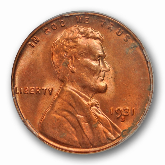 1931 S 1C Lincoln Wheat Cent PCGS MS 64 RD Uncirculated Red OGH Old Holder !