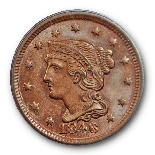 1846 1C Small Date Braided Hair Large Cent PCGS MS 62 BN Looks Better !