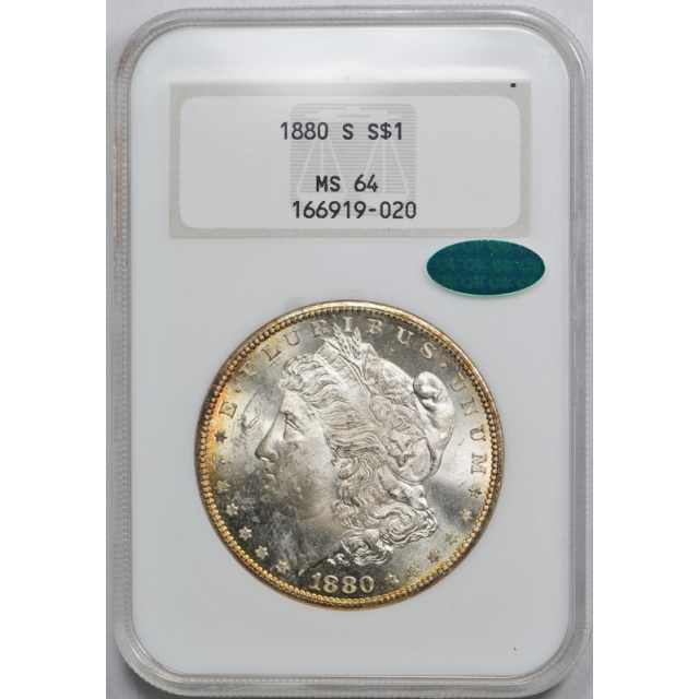 1880 S $1 Morgan Dollar NGC MS 64 Uncirculated Old Fatty Holder CAC Approved Cert#9020