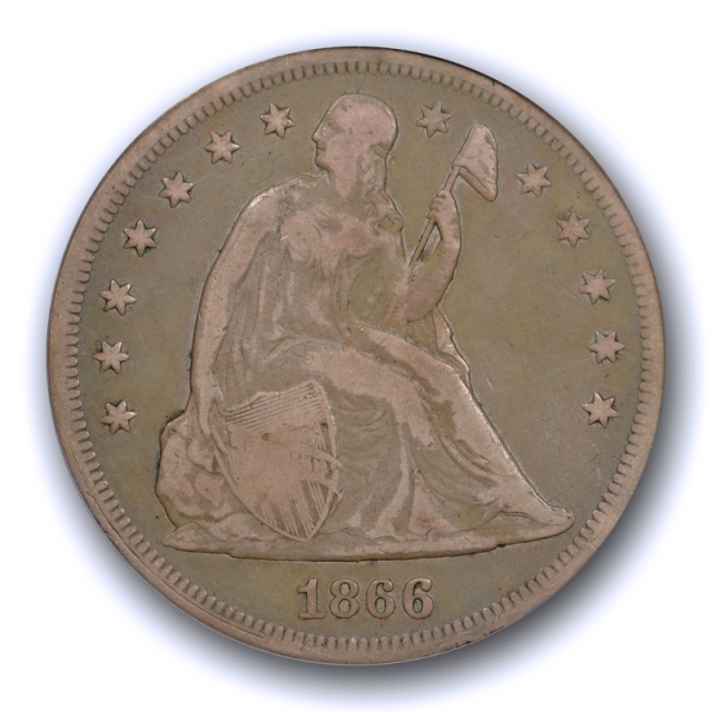 1866 $1 Seated Liberty Dollar PCGS F 12 Fine Better Date With Motto Tough Coin !