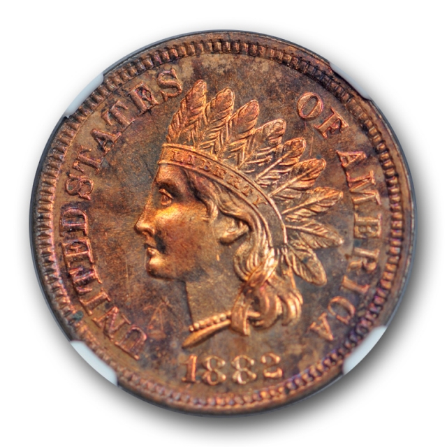 1882 1c Proof Indian Cent NGC PF 63 RB PR Red Brown Low Mintage Flashy!