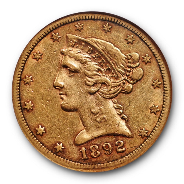 1892 CC Liberty Head Half Eagle NGC AU 50 About Uncirculated Carson City Mint