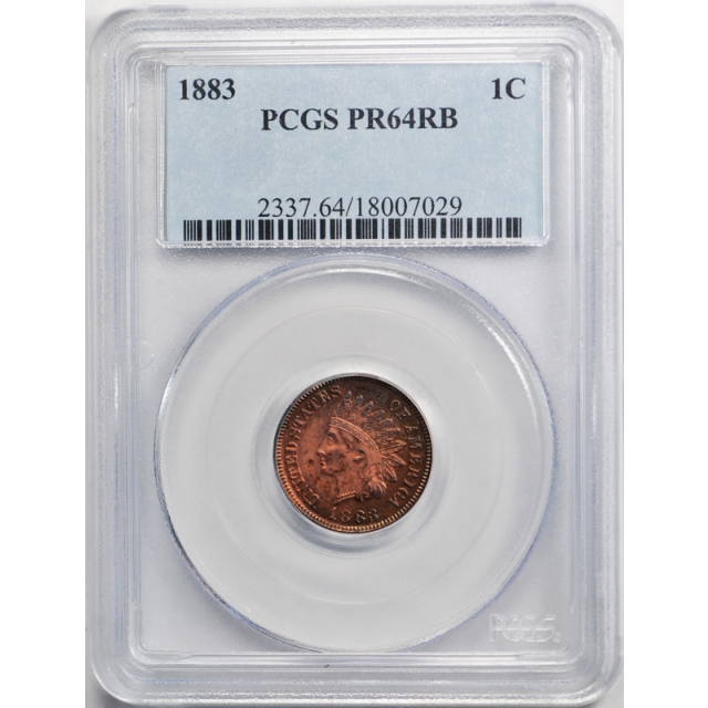 1883 1C Proof Indian Head Cent PCGS PR 64 RB Proof Red Brown Low Mintage !
