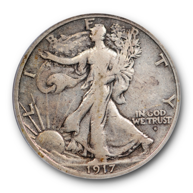 1917 S 50C Obverse Walking Liberty Half Dollar PCGS VF 20 Very Fine CAC Approved