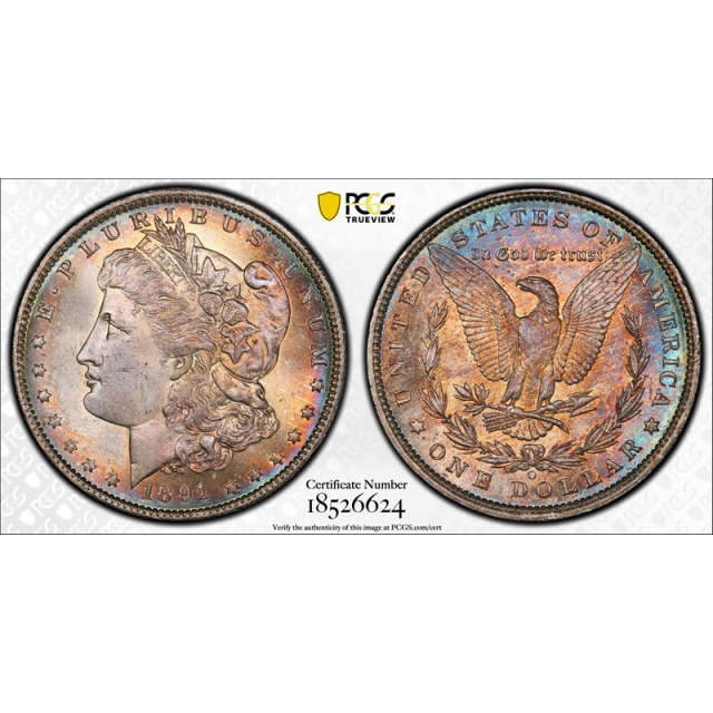 1891 O $1 Morgan Dollar PCGS MS 64 Uncirculated Gorgeous Toned Beauty ! 