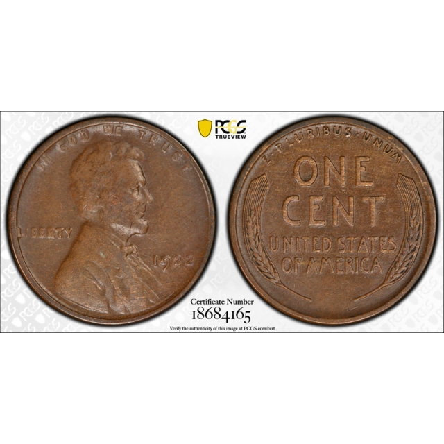  1922 No D 1C Strong Reverse Lincoln Wheat Cent PCGS XF 40 Extra Fine CAC Nice ! Cert#4165