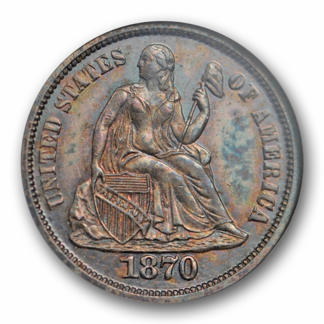 1870 10c Seated Liberty Dime NGC PF 62 Proof PR Old Fatty Holder Pretty ! 