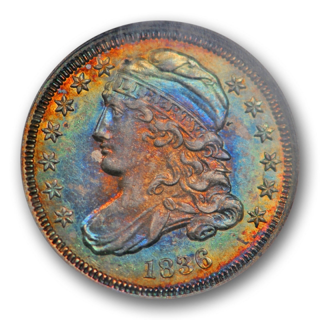 1836 10c Capped Bust Dime NGC MS 63 Uncirculated Monster Toned Beautiful ! 