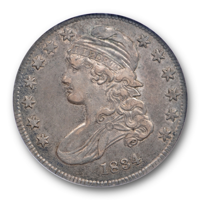 1834 50c Capped Bust Lettered Edge Half Dollar NGC AU 53 About Uncirculated