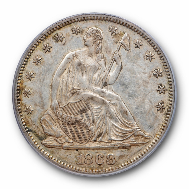 1868 50C Seated Liberty Half Dollar PCGS AU 50 About Uncirculated Better Date 