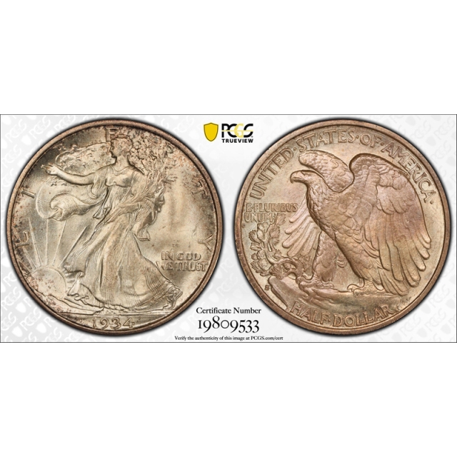 1934 S 50C Walking Liberty Half Dollar PCGS MS 65 Uncirculated Exceptional Strike !