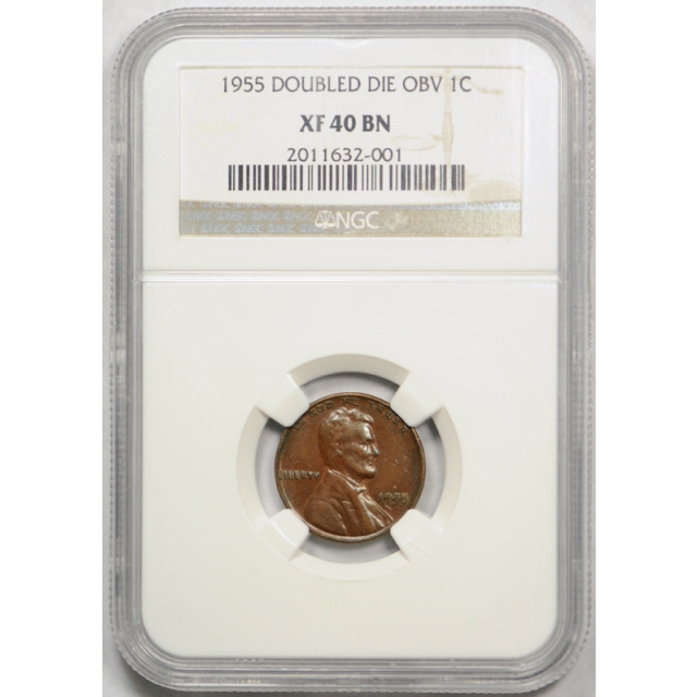  1955 Double Die Obverse Lincoln Wheat Cent NGC XF 40 Extra Fine 1955/1955 DDO !