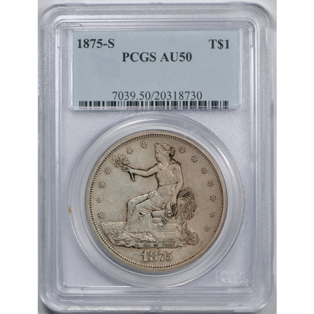 1875 S T$1 Trade Dollar PCGS AU 50 About Uncirculated San Francisco Mint Toned 