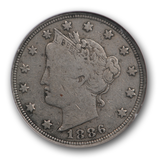 1886 5c Liberty Head Nickel NGC F 15 Fine to Very Fine Key Date Original Surfaces