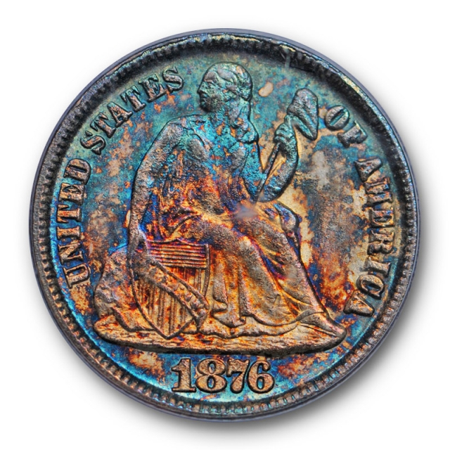 1876 CC 10C Seated Liberty Dime PCGS MS 63 Uncirculated Monster Toned 