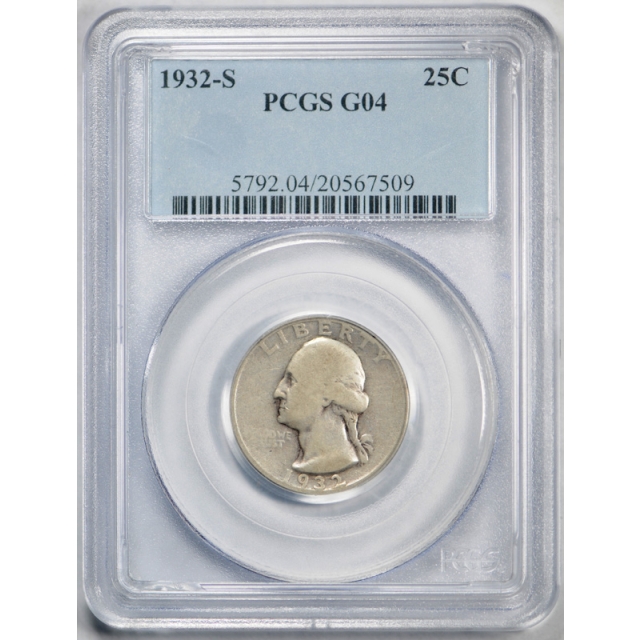 1932 S 25C Washington Quarter PCGS G 4 Good San Francisco Mint Key Date 