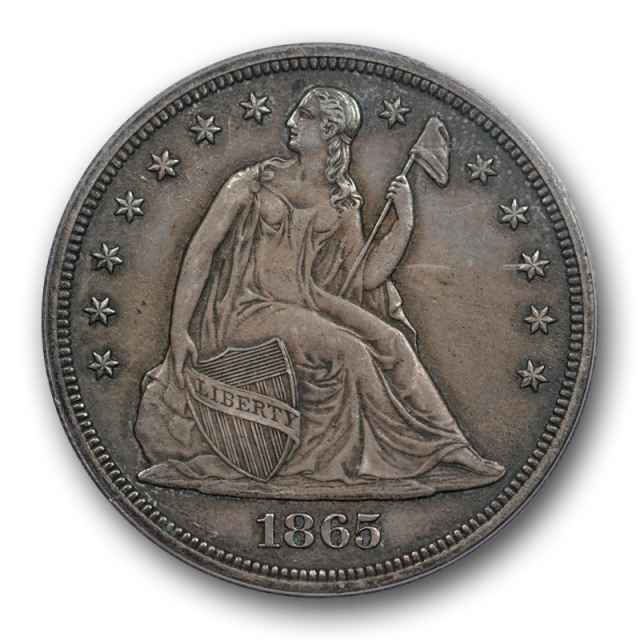 1865 $1 Seated Liberty Dollar PCGS AU 50 About Uncirculated Key Date Civil War Era